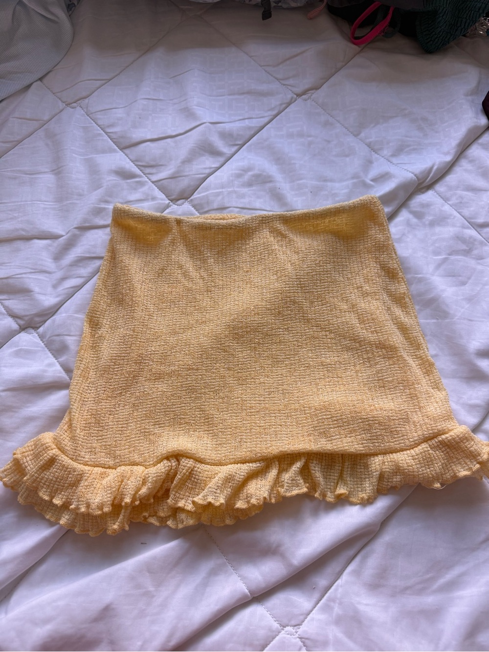 Yellow Ruffle-Hem Women's Skirt
